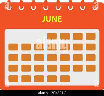June Calendar Icon Set. Flat style vector EPS. Stock Vector