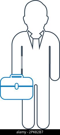Businessman line Icon with briefcase on hand. Editable vector EPS. Stock Vector