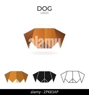 Origami vector logo and icon with dog.  Stock Vector