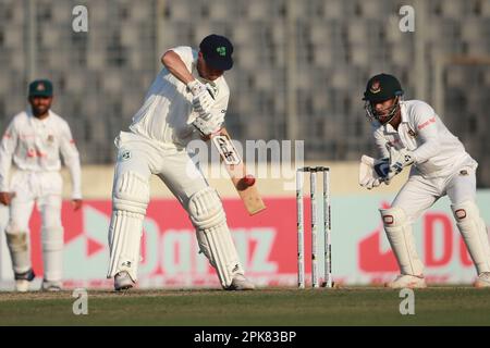 Andrew McBrine bats during the third day of the alone test match between Bangladesh and Ireland at Sher-e-Bangla National Cricket Stadium, Mirpur, Dha Stock Photo