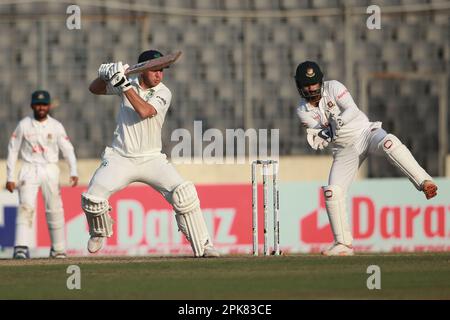 Andrew McBrine bats during the third day of the alone test match between Bangladesh and Ireland at Sher-e-Bangla National Cricket Stadium, Mirpur, Dha Stock Photo