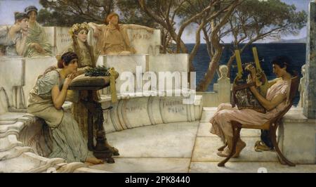 Sappho and Alcaeus 1881 by Lawrence Alma-Tadema Stock Photo