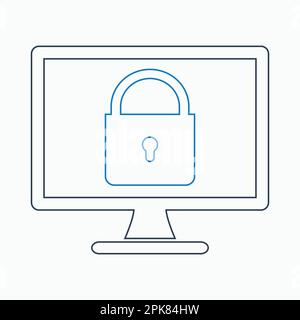 Computer Security Icon. Line style vector EPS. Stock Vector
