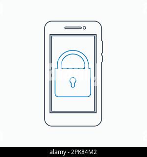 Computer Security Icon. Line style vector EPS. Stock Vector