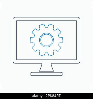 Computer Service Icon. Line style vector EPS. Stock Vector