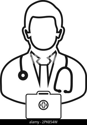 Doctor on duty line icon. Vector EPS Stock Vector Image & Art - Alamy