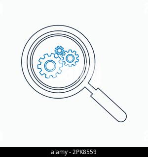 Search Settings Icon. Line style vector EPS. Stock Vector