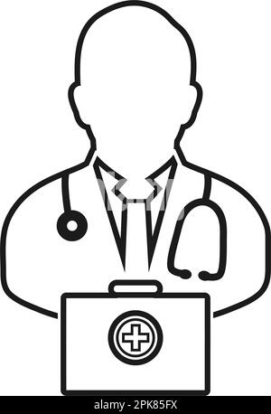 Doctor on duty line icon. Vector EPS Stock Vector Image & Art - Alamy
