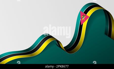 Mozambique ribbon flag background. Element of impact for the use you want to make of it. Stock Vector