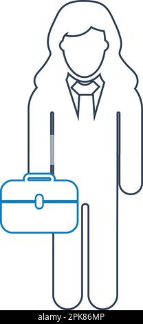 Businessman line Icon with briefcase on hand. Editable vector EPS. Stock Vector