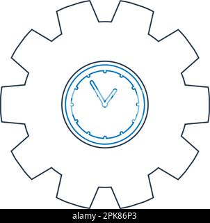 Time line Icon with Clock and gear symbol. Stock Vector