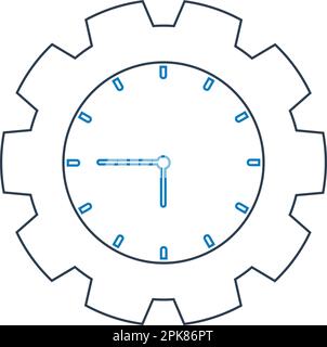 Time line Icon with Clock and gear symbol. Stock Vector