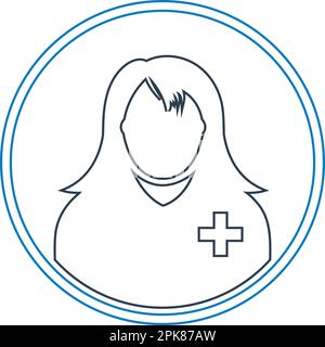 Female Patient profile line icon with circle shape. Stock Vector