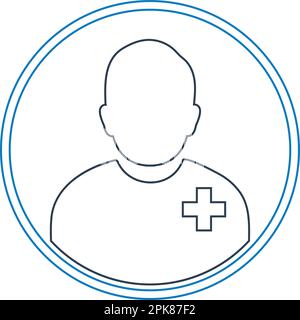 Male Patient profile line icon with circle shape. Stock Vector