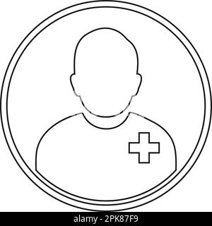 Male Patient profile line icon with circle shape. Stock Vector