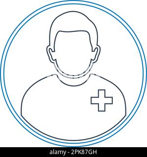 Male Patient profile line icon with circle shape. Stock Vector