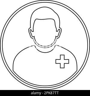 Male Patient profile line icon with circle shape. Stock Vector