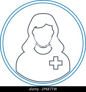 Female Patient profile line icon with circle shape. Stock Vector