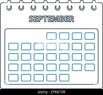 September Calendar line Icon. Editable vector EPS. Stock Vector