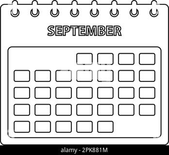 September Calendar line Icon. Editable vector EPS. Stock Vector