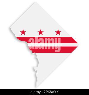 Washington DC flag map on white background 3d illustration with clipping path Stock Photo