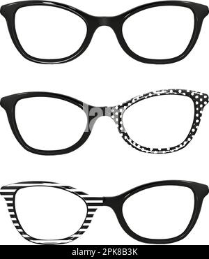 Vector glasses with decorative frame set on white background Stock Vector