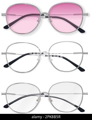 Color vector glasses with thin frame set on white background Stock Vector