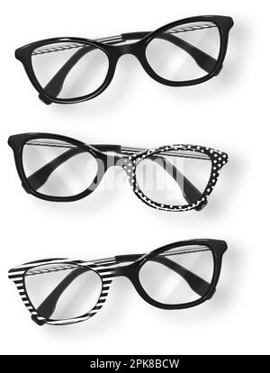 Vector glasses with decorative frame set on white background Stock Vector