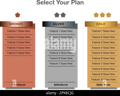 Pricing Table Templet Design. Vector EPS. Stock Vector