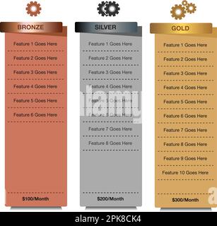 Pricing Table Templet Design. Vector EPS. Stock Vector