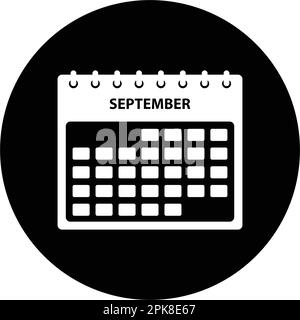 September Calendar Icon. Rounded button style vector EPS. Stock Vector