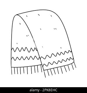 Beach Mat in hand drawn doodle style. Vector illustration isolated on white. Coloring page Stock Vector
