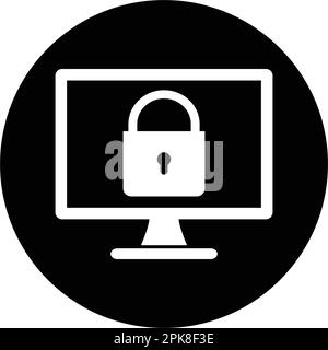 Cyber Security Icon. Rounded Button style vector EPS. Stock Vector