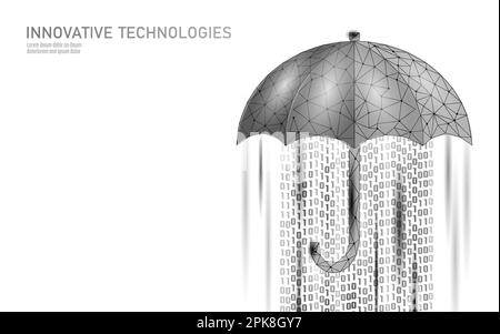 Web 3D umbrella banking system failure crisys. Low poly financial international collapse problem risk. Investment economy fail vector illustration Stock Vector