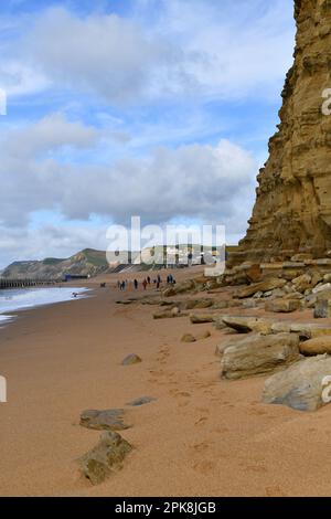 View of West Cliff at West Bay on Dorset's Jurassic Coast in England Stock Photo