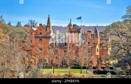 Aldourie Castle Estate Loch Ness Scotland the large castle building complete with turrets Stock Photo