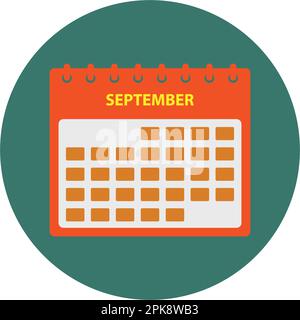 September Calendar Icon. Button style vector EPS. Stock Vector