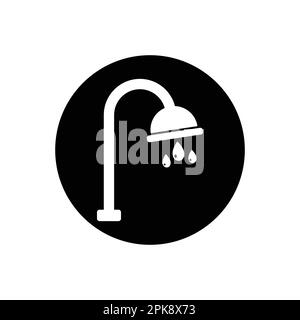 Bathroom shower icon. Rounded Button Style Editable Vector EPS Symbol Illustration. Stock Vector