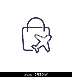 Duty free bag line icon on white Stock Vector