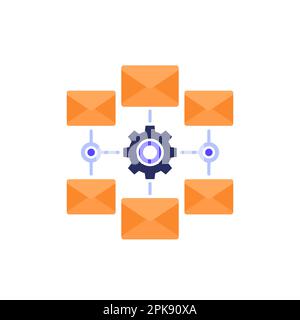 email automation service icon on white, vector Stock Vector