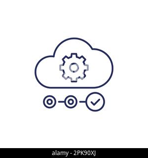 Cloud service icon, line vector Stock Vector