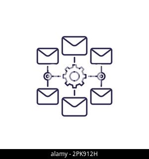 email automation service line icon on white Stock Vector
