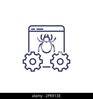 computer bug line icon on white Stock Vector
