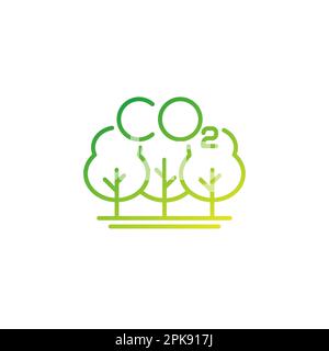 carbon offset, reducing co2 gas icon, line vector Stock Vector