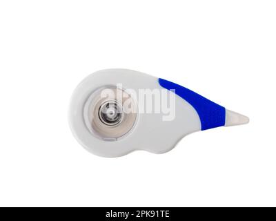 Correction tape on a white background. Correction roller. close-up. Stock Photo