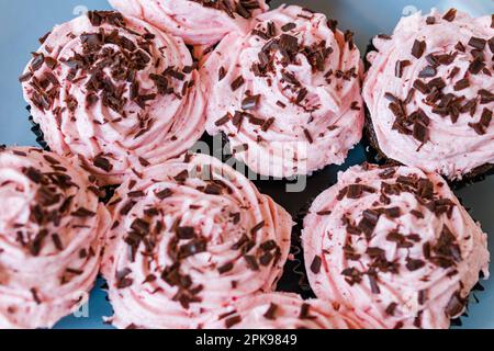 strawberry chocolate cupcakes Stock Photo