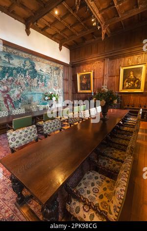 England, Kent, Hever, Hever Castle, The Dining Hall, Ornate Medieval ...