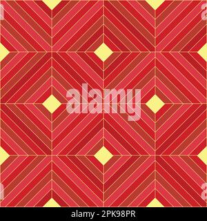 Seamless Repeat Pattern geometric squares in shades of scarlet and red. Trending print for textile. Shapes pattern for fabric and background Stock Vector