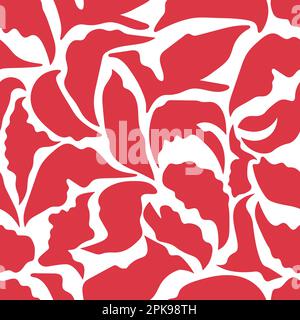 Floral seamless repeat pattern design. Trending pattern of 2023 in scarlet red color. groovy florals elegant print for fabric and wallpapers Stock Vector