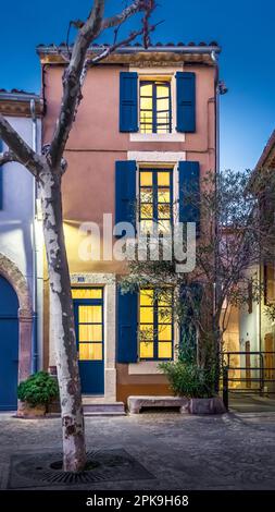 House facade in Coursan. Stock Photo